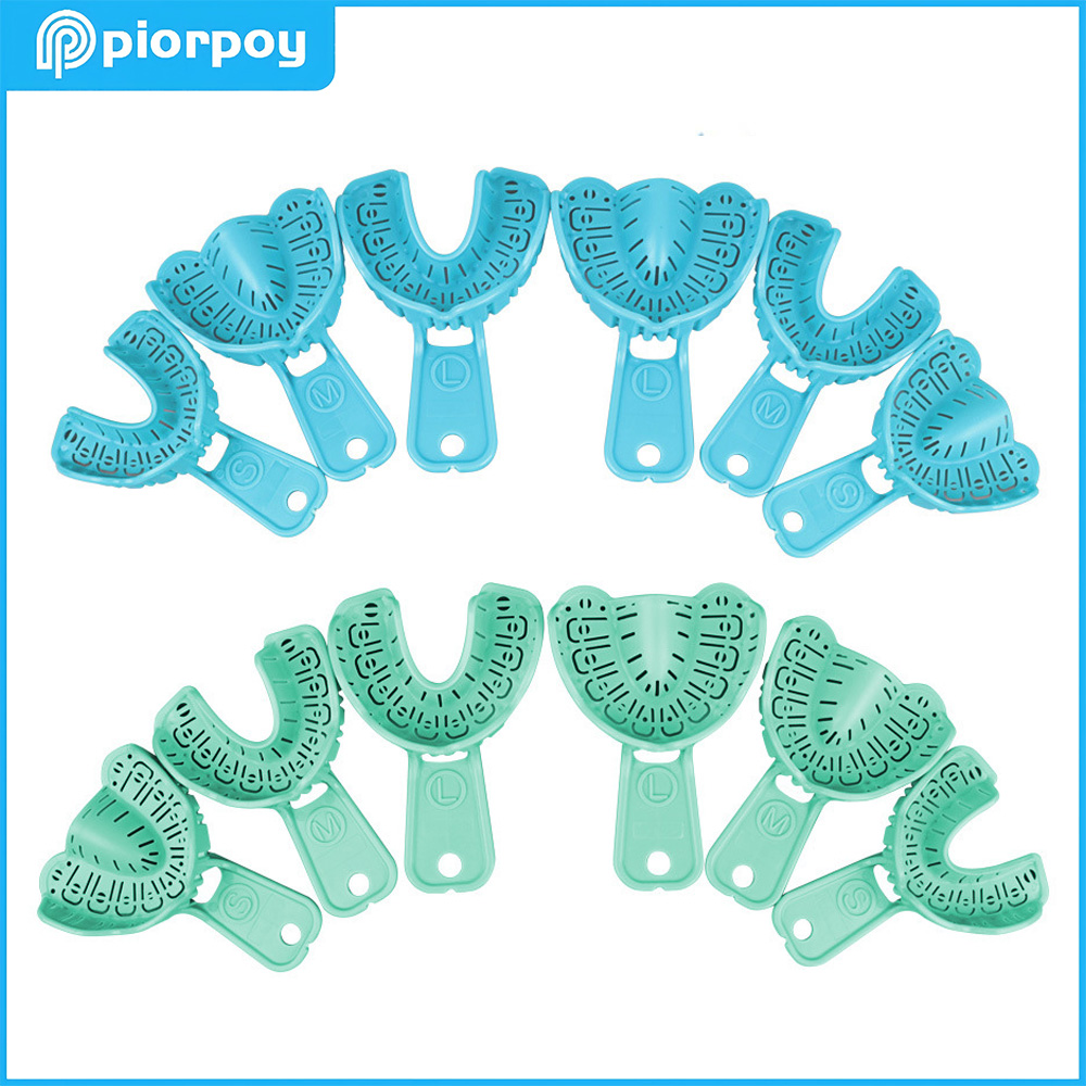 Dental Impression Material Kit - PIORPOY 6Pcs/Set Disposable Denture Trays Dental